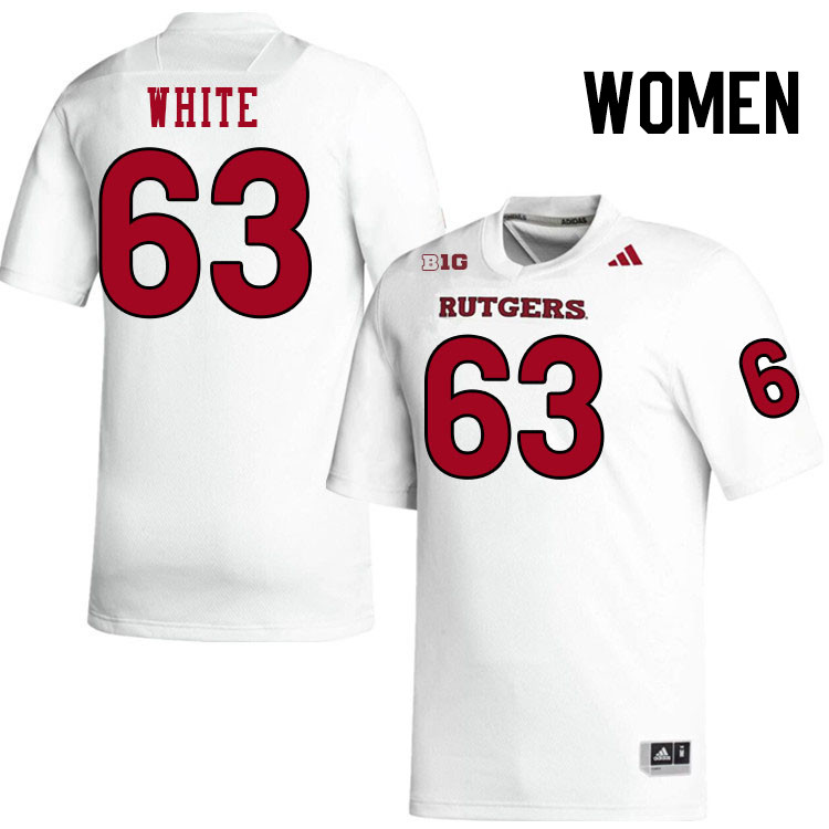 Women #63 Taj White Rutgers Scarlet Knights 2024 College Football Jerseys Stitched-White